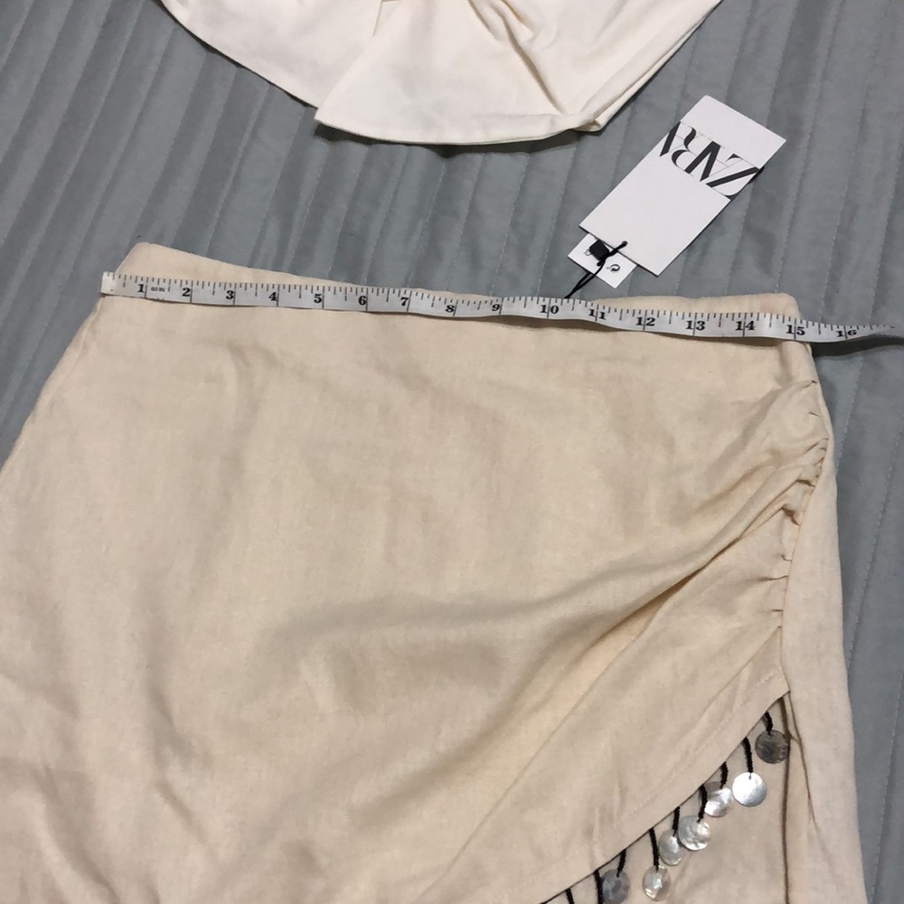 Zara Beaded linen blend mini skirt - Picture 10 of 14